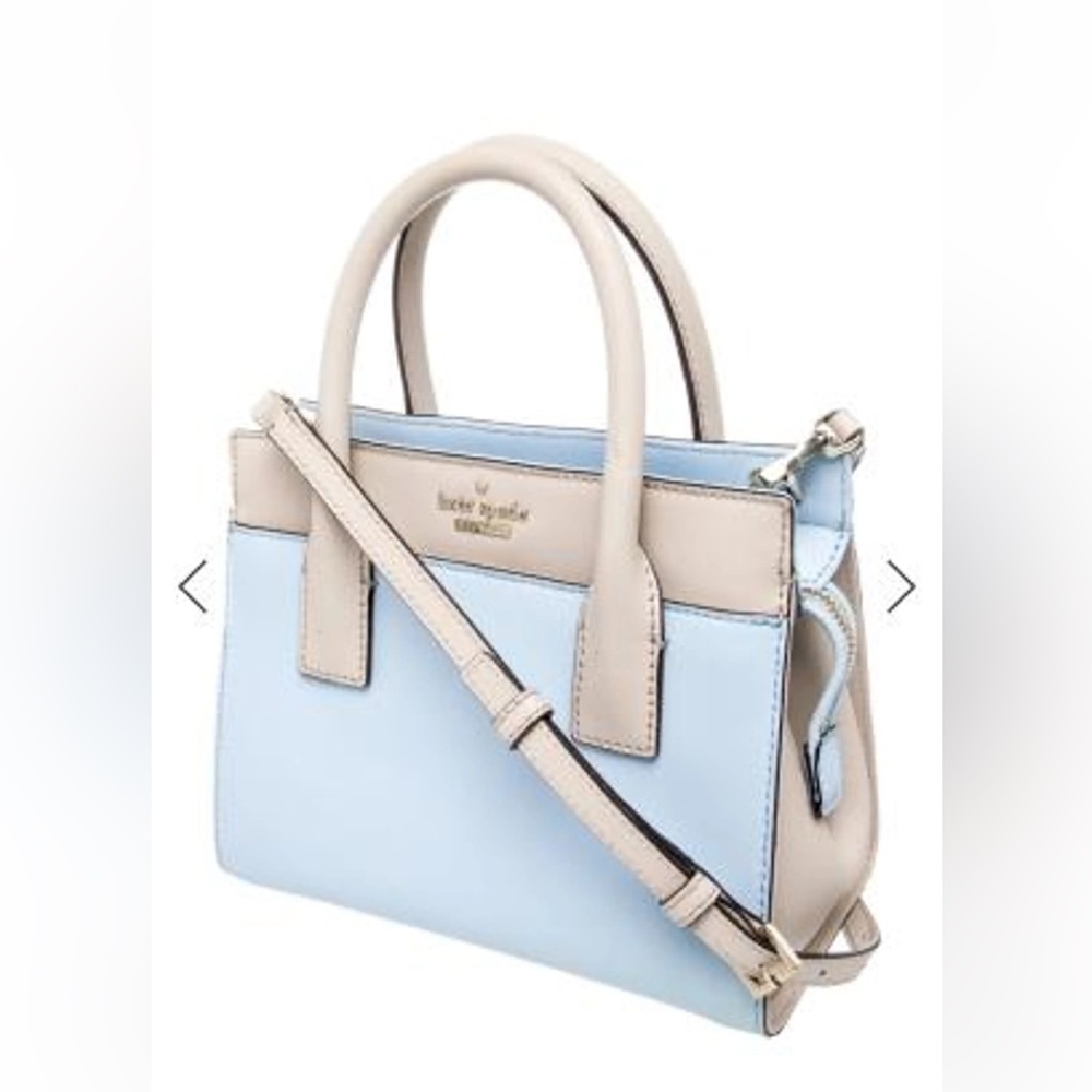 Kate Spade Leather Cameron Street Candace Satchel light blue and nude colorblock